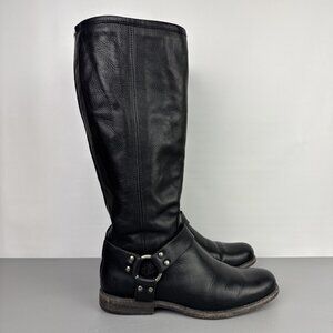Frye Phillip Harness Tall Boots Riding Leather Back Zip Black 76850 Womens 8.5 B